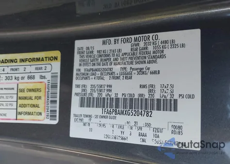 2016 Ford Mustang V6 z USA, uszkodzony, nr VIN 1FA6P8AMXG5204782